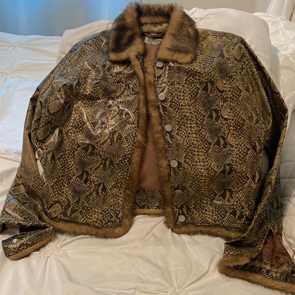 Vintage Brown Python Snakeskin faux Leather Jacket. CKN of Scandinavia - Picture 3 of 5